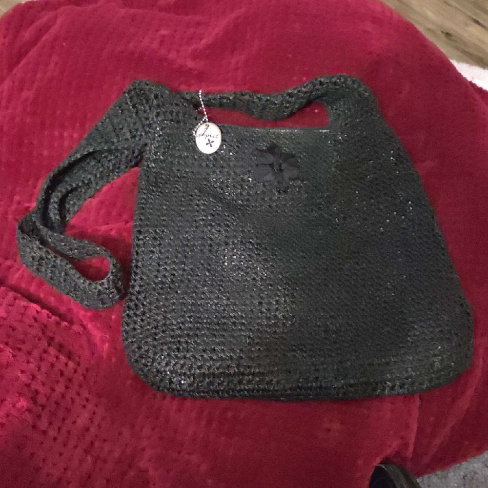 Espirit Handcrafted Black Crochet Shoulder Bag